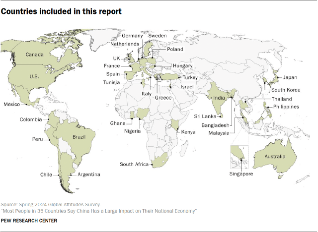 A map showing Countries included in this report